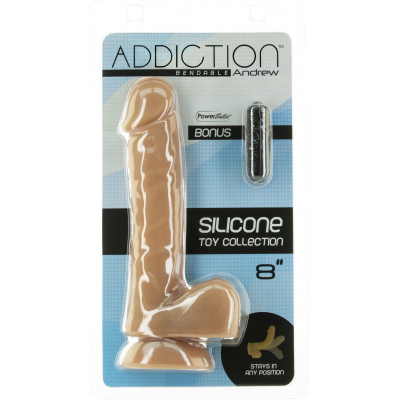 Фалоімітатор ADDICTI+RC:RCON - ANDREW - 8" Bendable Silicone Dong - Caramel