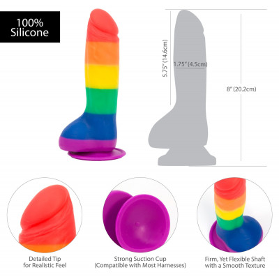 Райдужний фалоімітатор ADDICTION - JUSTIN - 8 "- RAINBOW, 20,3 см, силікон, вібропуля в подарунок Райдужний фалоімітатор ADDICTION - JUSTIN - 8 "- RAINBOW, 20,3 см, силікон, вібропуля в подарунок