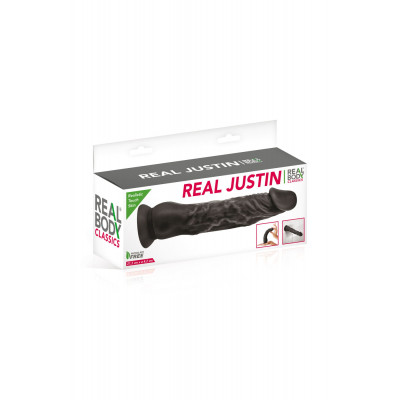Фалоімітатор із присоскою Real Body — Real Justin Black, TPE, діаметр 4,2 см Фалоімітатор із присоскою Real Body — Real Justin Black, TPE, діаметр 4,2 см