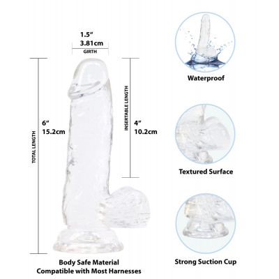 Фалоімітатор ADDICTION - Crystal Clear Dildo with Balls - 6"
