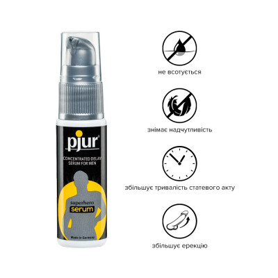 Пролонгувальний гель pjur Superhero Serum 20 мл, створює невидиму плівку, що знижує чутливість Пролонгувальний гель pjur Superhero Serum 20 мл, створює невидиму плівку, що знижує чутливість