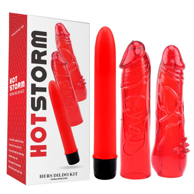 Набор вибратор + 2 насадки Chisa Hotstorm Hers Dildo Kit