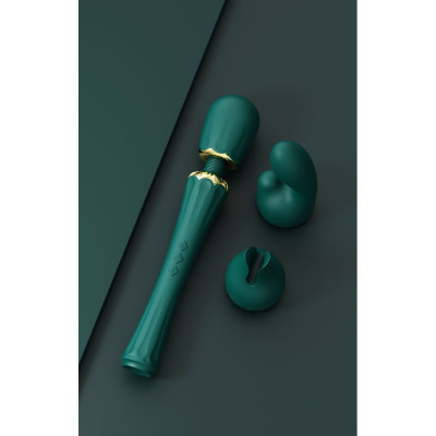 Вибратор микрофон с насадками Zalo Kyro Wand Turquoise Green Вибратор микрофон с насадками Zalo Kyro Wand Turquoise Green