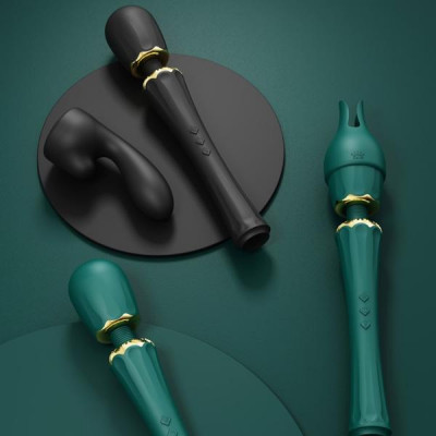 Вибратор микрофон с насадками Zalo Kyro Wand Turquoise Green Вибратор микрофон с насадками Zalo Kyro Wand Turquoise Green