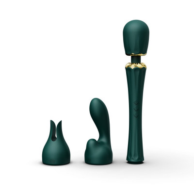 Вибратор микрофон с насадками Zalo Kyro Wand Turquoise Green Вибратор микрофон с насадками Zalo Kyro Wand Turquoise Green