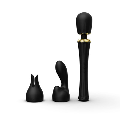 Вибратор микрофон с насадками Zalo Kyro Wand Obsidian Black Вибратор микрофон с насадками Zalo Kyro Wand Obsidian Black