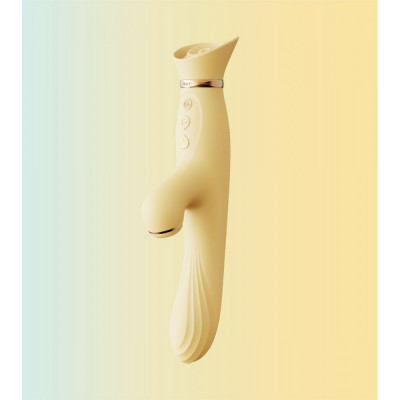 Вибратор с подогревом и вакуумной стимуляцией ZALO ROSE RABBIT YELLOW Вибратор с подогревом и вакуумной стимуляцией ZALO ROSE RABBIT YELLOW