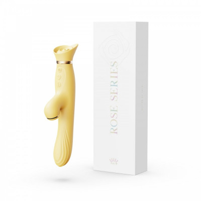 Вибратор с подогревом и вакуумной стимуляцией ZALO ROSE RABBIT YELLOW Вибратор с подогревом и вакуумной стимуляцией ZALO ROSE RABBIT YELLOW