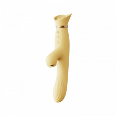 Вибратор с подогревом и вакуумной стимуляцией ZALO ROSE RABBIT YELLOW