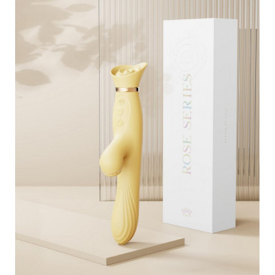 Вибратор с подогревом и вакуумной стимуляцией ZALO ROSE RABBIT YELLOW Вибратор с подогревом и вакуумной стимуляцией ZALO ROSE RABBIT YELLOW