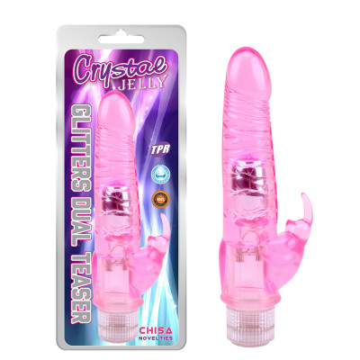 Двойной вибратор Chisa Novelties Jelly Glitters Dual Teaser Pink