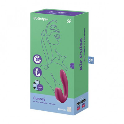 Вакуумный смарт вибратор Satisfyer Sunray Berry, 4 положения ствола Вакуумный смарт вибратор Satisfyer Sunray Berry, 4 положения ствола
