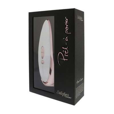 Люксовый вакуумный стимулятор Satisfyer Luxury Pret-a-Porter White со вставкой из кожи Люксовый вакуумный стимулятор Satisfyer Luxury Pret-a-Porter White со вставкой из кожи