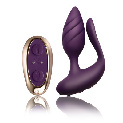 Анально-вагинальный вибратор для пар Rocks Off Cocktail Purple, пульт ДУ Анально-вагинальный вибратор для пар Rocks Off Cocktail Purple, пульт ДУ