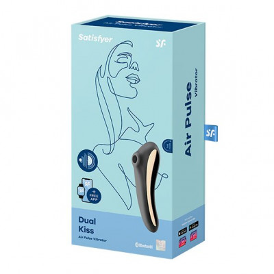Вакуумний стимулятор з вібрацією Satisfyer Dual Kiss Black Вакуумний стимулятор з вібрацією Satisfyer Dual Kiss Black