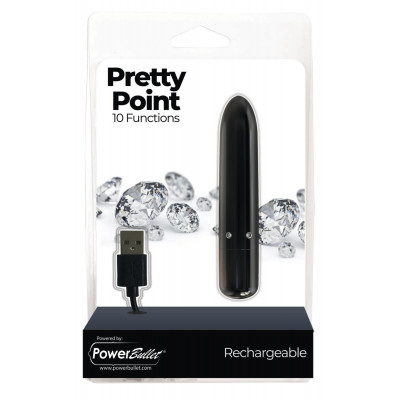 Віброкуля PowerBullet - Pretty Point Rechargeable Bullet Black Віброкуля PowerBullet - Pretty Point Rechargeable Bullet Black