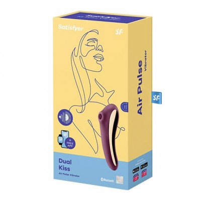 Вакуумний стимулятор з вібрацією Satisfyer Dual Kiss Wine Red Вакуумний стимулятор з вібрацією Satisfyer Dual Kiss Wine Red