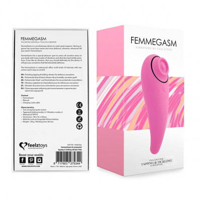 Пульсатор для клітора плюс вібратор FeelzToys - FemmeGasm Tapping & Tickling Vibrator Pink Пульсатор для клітора плюс вібратор FeelzToys - FemmeGasm Tapping & Tickling Vibrator Pink