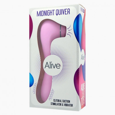 Вибратор и вакуумный клиторальный стимулятор Alive Midnight Quiver Pink - секс-игрушка 2в1 Вибратор и вакуумный клиторальный стимулятор Alive Midnight Quiver Pink - секс-игрушка 2в1