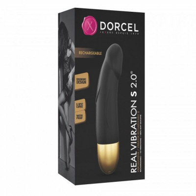 Вібратор Dorcel Real Vibration S Gold 2.0, діаметр 3,7см, перезаряджається, для точки G, водостійкий Вібратор Dorcel Real Vibration S Gold 2.0, діаметр 3,7см, перезаряджається, для точки G, водостійкий