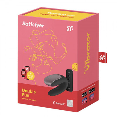 Смарт-вібратор для пар Satisfyer Double Fun (Black) з пультом д/к Смарт-вібратор для пар Satisfyer Double Fun (Black) з пультом д/к