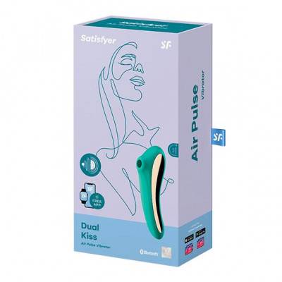 Вакуумный стимулятор с вибрацией Satisfyer Dual Kiss Green Вакуумный стимулятор с вибрацией Satisfyer Dual Kiss Green