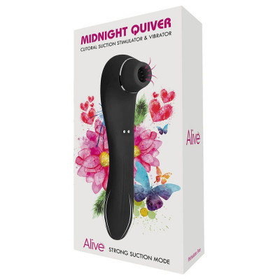 Вибратор и вакуумный клиторальный стимулятор Alive Midnight Quiver Black - секс-игрушка 2в1 Вибратор и вакуумный клиторальный стимулятор Alive Midnight Quiver Black - секс-игрушка 2в1