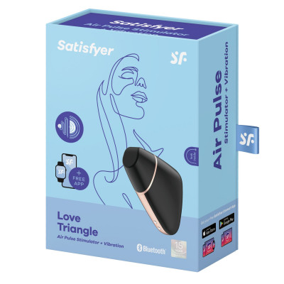 Вакуумный клиторальный стимулятор Satisfyer Love Triangle Black с управлением через интернет Вакуумный клиторальный стимулятор Satisfyer Love Triangle Black с управлением через интернет