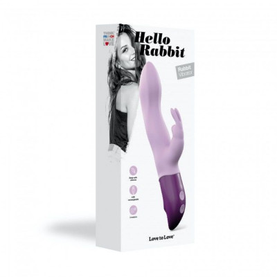 Вібратор-кролик Love To Love Hello Rabbit Violet з гнучким стовбуром і стимуляцією точки G, 2 мотори Вібратор-кролик Love To Love Hello Rabbit Violet з гнучким стовбуром і стимуляцією точки G, 2 мотори