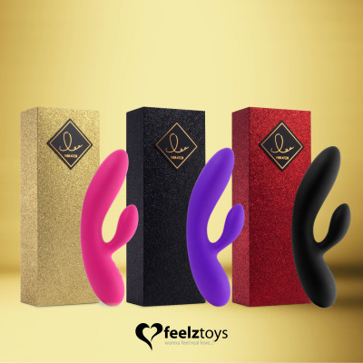 Гнучкий вібратор кролик з двома моторами FeelzToys Lea Rabbit Vibrator Black Гнучкий вібратор кролик з двома моторами FeelzToys Lea Rabbit Vibrator Black