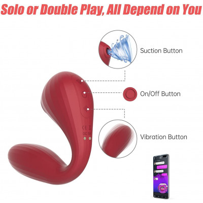 Вакуумний вагінально-кліторальний стимулятор Magic Motion Bobi Red, керування зі смартфона Вакуумний вагінально-кліторальний стимулятор Magic Motion Bobi Red, керування зі смартфона