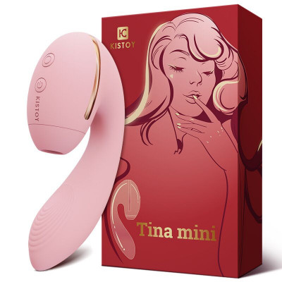 Вакуумний вібратор Kistoy Tina Mini Pink, вагінально-кліторальний Вакуумний вібратор Kistoy Tina Mini Pink, вагінально-кліторальний