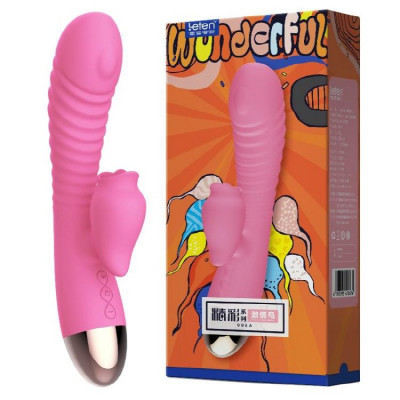 Вібратор-кролик з підігрівом і пустотливим язичком для клітора Leten Wonderful Pink Вібратор-кролик з підігрівом і пустотливим язичком для клітора Leten Wonderful Pink