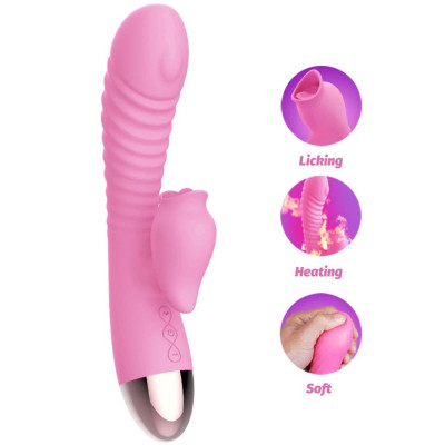 Вібратор-кролик з підігрівом і пустотливим язичком для клітора Leten Wonderful Pink Вібратор-кролик з підігрівом і пустотливим язичком для клітора Leten Wonderful Pink