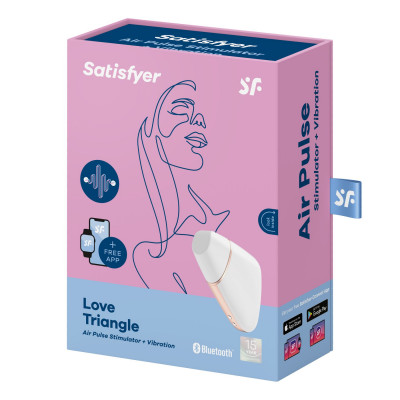 Вакуумный клиторальный стимулятор Satisfyer Love Triangle White с управлением через интернет Вакуумный клиторальный стимулятор Satisfyer Love Triangle White с управлением через интернет