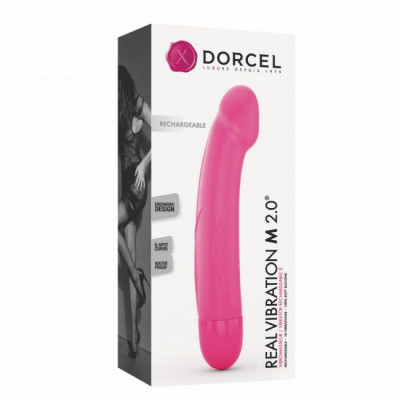 Вібратор Dorcel Real Vibration M Magenta 2.0, діаметр 3,7см, перезаряджається, для точки G, водостій Вібратор Dorcel Real Vibration M Magenta 2.0, діаметр 3,7см, перезаряджається, для точки G, водостій