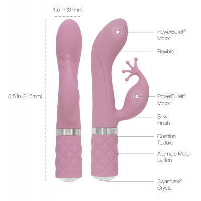 Розкішний вібратор-кролик Pillow Talk - Kinky Pink з кристалом Сваровські, потужний Розкішний вібратор-кролик Pillow Talk - Kinky Pink з кристалом Сваровські, потужний