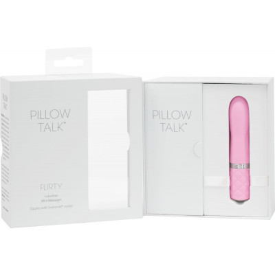 Розкішний вібратор PILLOW TALK - Flirty Pink з кристалом Сваровські, гнучка голівка Розкішний вібратор PILLOW TALK - Flirty Pink з кристалом Сваровські, гнучка голівка