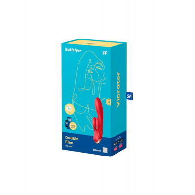 Смарт вібратор кролик із подвійним відростком Satisfyer Double Flex Red Смарт вібратор кролик із подвійним відростком Satisfyer Double Flex Red