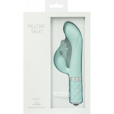 Розкішний вібратор-кролик Pillow Talk - Kinky Teal з кристалом Сваровські, потужний Розкішний вібратор-кролик Pillow Talk - Kinky Teal з кристалом Сваровські, потужний