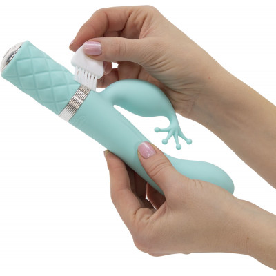 Розкішний вібратор-кролик Pillow Talk - Kinky Teal з кристалом Сваровські, потужний Розкішний вібратор-кролик Pillow Talk - Kinky Teal з кристалом Сваровські, потужний