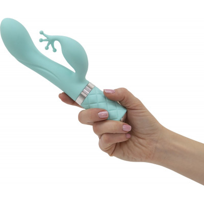 Розкішний вібратор-кролик Pillow Talk - Kinky Teal з кристалом Сваровські, потужний Розкішний вібратор-кролик Pillow Talk - Kinky Teal з кристалом Сваровські, потужний