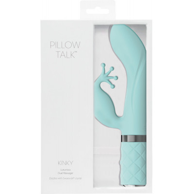 Розкішний вібратор-кролик Pillow Talk - Kinky Teal з кристалом Сваровські, потужний Розкішний вібратор-кролик Pillow Talk - Kinky Teal з кристалом Сваровські, потужний