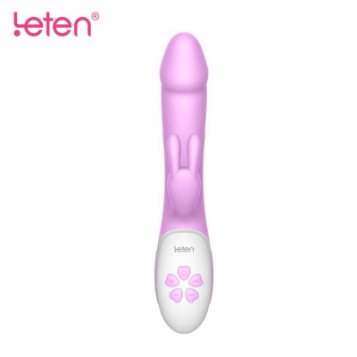 Вібратор-кролик з масажними стволом і підігрівом Leten Alina Purple, два мотори Вібратор-кролик з масажними стволом і підігрівом Leten Alina Purple, два мотори