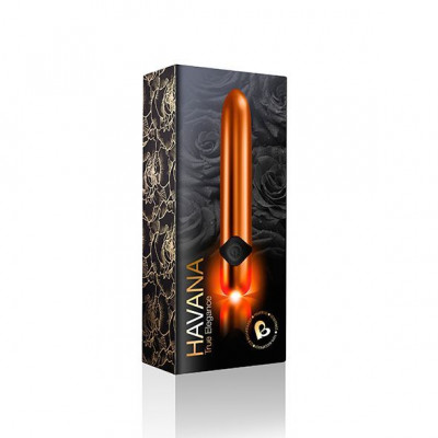 Мощный вибратор Rocks Off Havana Orange Gold с цветной LED-подсветкой Мощный вибратор Rocks Off Havana Orange Gold с цветной LED-подсветкой