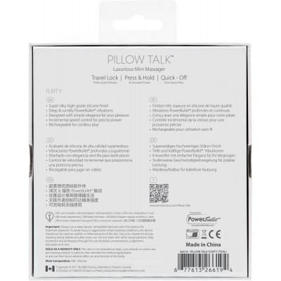 Розкішний вібратор PILLOW TALK - Flirty Teal з кристалом Сваровські, гнучка голівка Розкішний вібратор PILLOW TALK - Flirty Teal з кристалом Сваровські, гнучка голівка