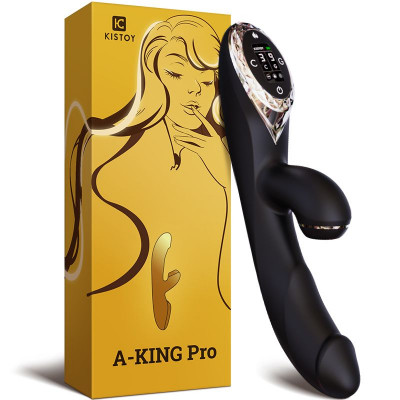 Вакуумний вібратор-кролик з підігрівом KisToy A-King Pro Black, з LED-екраном Вакуумний вібратор-кролик з підігрівом KisToy A-King Pro Black, з LED-екраном