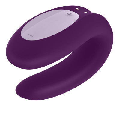 Смартвібратор для пар Satisfyer Double Joy Violet із широким кліторальним стимулятором Смартвібратор для пар Satisfyer Double Joy Violet із широким кліторальним стимулятором