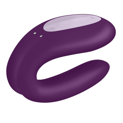 Смартвібратор для пар Satisfyer Double Joy Violet із широким кліторальним стимулятором Смартвібратор для пар Satisfyer Double Joy Violet із широким кліторальним стимулятором