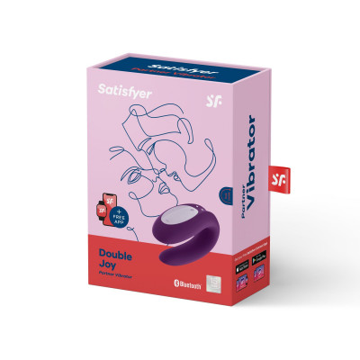Смартвібратор для пар Satisfyer Double Joy Violet із широким кліторальним стимулятором Смартвібратор для пар Satisfyer Double Joy Violet із широким кліторальним стимулятором
